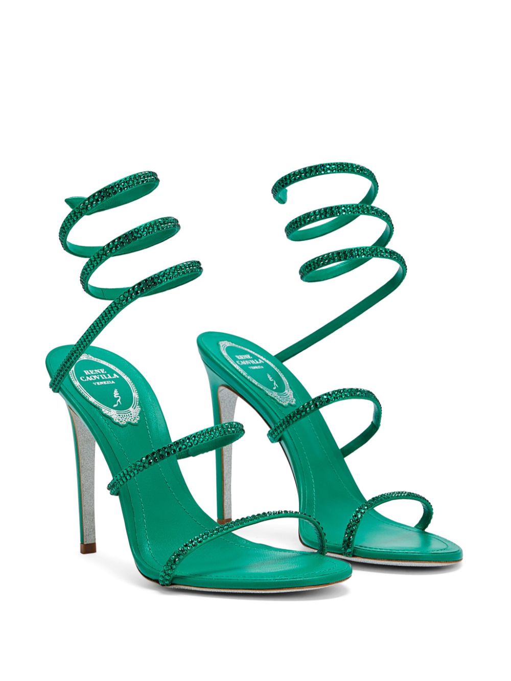 Jeweled CLEO NUDE SANDAL WITH SOUL HEEL 80 | Rene Caovilla®